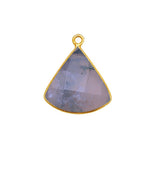 Moss Agate Bell/Quarter Circle Pendant - Boho Chic Gemstone Necklace with 24kt Gold Elegance