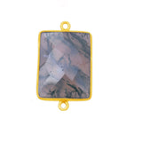 Moss Agate Rectangle/Bar Pendant - Boho Chic Gemstone Necklace with 24kt Gold Elegance