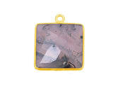 Moss Agate Square Pendant - Boho Chic Gemstone Necklace with 24kt Gold Elegance