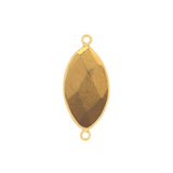 Pyrite Gold Coated Stone Necklace for Jewelry Making 11X22mm Marquise/Evil Eye Bezel Charms Pendants Connectors 24K Gold Plated Over Silver