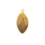 Pyrite Gold Coated Stone Necklace for Jewelry Making 11X22mm Marquise/Evil Eye Bezel Charms Pendants Connectors 24K Gold Plated Over Silver