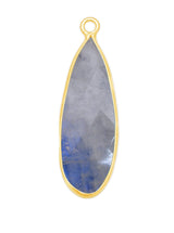 Rainbow Moonstone Pear/Flat Teardrop Pendant - Boho Chic Gemstone Necklace with 24kt Gold Elegance