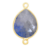 Rainbow Moonstone Pear/Flat Teardrop Pendant - Boho Chic Gemstone Necklace with 24kt Gold Elegance