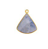 Rainbow Moonstone Bell/Quarter Circle Pendant - Boho Chic Gemstone Necklace with 24kt Gold Elegance