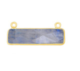 Rainbow Moonstone Rectangle/Bar Pendant - Boho Chic Gemstone Necklace with 24kt Gold Elegance