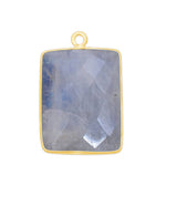 Rainbow Moonstone Rectangle/Bar Pendant - Boho Chic Gemstone Necklace with 24kt Gold Elegance