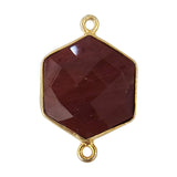 Red Jasper Hexagon Pendant - Boho Chic Gemstone Necklace with 24kt Gold Elegance