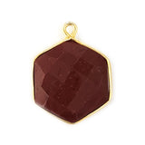 Red Jasper Hexagon Pendant - Boho Chic Gemstone Necklace with 24kt Gold Elegance
