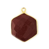 Red Jasper Hexagon Pendant - Boho Chic Gemstone Necklace with 24kt Gold Elegance