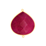 Ruby Heart Bezel Charm: 24K Gold Plated Sterling Silver Pendant (12-30mm)