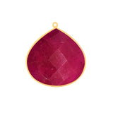 Ruby Heart Bezel Charm: 24K Gold Plated Sterling Silver Pendant (12-30mm)