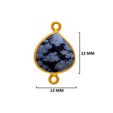 Snowflake Obsidian Stone Necklace for Jewelry Making 12mm 15mm 18mm 25mm 30mm Heart Bezel Charms 24K Gold Plated Over 925 Sterling Silver