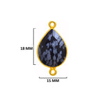 Snowflake Obsidian Jewelry Making 10X40 12X15 15X18 18X25 22X30 25X35 8X26 Pear/Flat Teardrop Bezel 24K Gold Plated Over 925 Sterling Silver