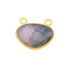Moss Agate Oval Pendant - Boho Chic Gemstone Necklace with 24kt Gold Elegance