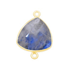Rainbow Moonstone Triangle Pendant - Boho Chic Gemstone Necklace with 24kt Gold Elegance