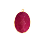 Ruby Stone Necklace for Jewelry Making 10X15 12X15 13X30 15X18 15X20 18X25 8X10 Oval Bezel Charms 24K Gold Plated Over 925 Sterling Silver