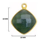 Serpentine Stone Necklace for Jewelry Making 12mm 15mm 18mm Cushion/Diamond Bezel Charms Pendants 24K Gold Plated Over 925 Sterling Silver