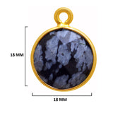 Snowflake Obsidian Stone Necklace for Jewelry Making 11mm 15mm 18mm Coin/Round Bezel Charms Pendant 24K Gold Plated Over 925 Sterling Silver