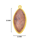 Picture Jasper Stone Necklace for Jewelry Making 11X22mm Marquise/Evil Eye Bezel Charms Connectors 24K Gold Plated Over 925 Sterling Silver