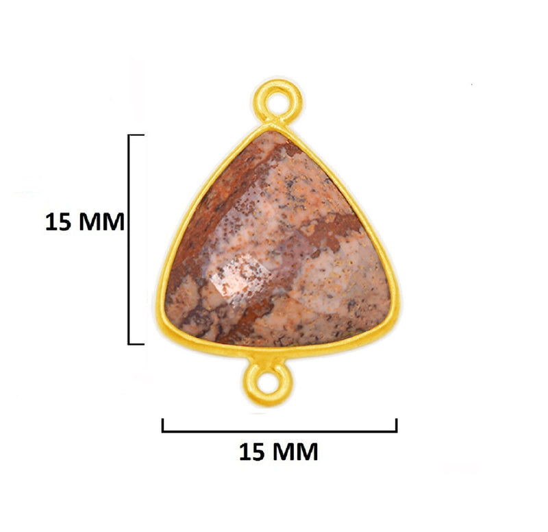 Picture Jasper Stone Necklace for Jewelry Making 15mm 15X20mm 18X25mm Triangle Bezel Charms Pendant 24K Gold Plated Over 925 Sterling Silver