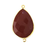 Red Japser Pear/Flat Teardrop Pendant - Boho Chic Gemstone Necklace with 24kt Gold Elegance