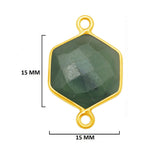 Serpentine Stone Necklace for Jewelry Making 12mm 15mm 18mm Hexagon Bezel Charms Pendant Connectors 24K Gold Plated Over 925 Sterling Silver
