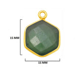 Serpentine Stone Necklace for Jewelry Making 12mm 15mm 18mm Hexagon Bezel Charms Pendant Connectors 24K Gold Plated Over 925 Sterling Silver
