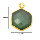Serpentine Stone Necklace for Jewelry Making 12mm 15mm 18mm Hexagon Bezel Charms Pendant Connectors 24K Gold Plated Over 925 Sterling Silver