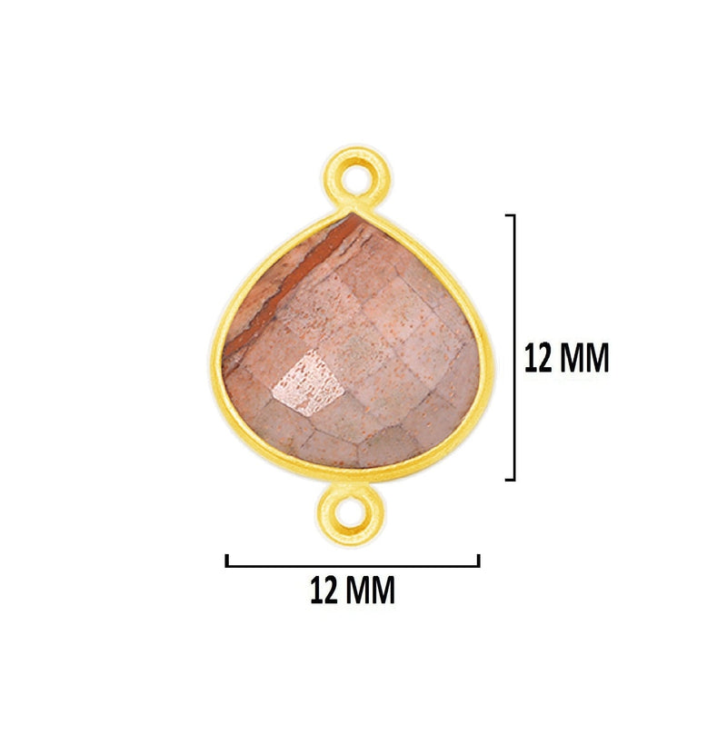 Picture Jasper Stone Necklace for Jewelry Making 12mm 15mm 18mm 25mm 30mm Heart Bezel Charm Pendant 24K Gold Plated Over 925 Sterling Silver