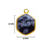 Snowflake Obsidian Stone Necklace for Jewelry Making 12mm 15mm 18mm Hexagon Bezel Charms Pendants 24K Gold Plated Over 925 Sterling Silver