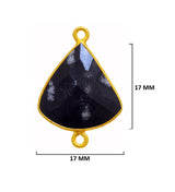 Snowflake Obsidian Stone Necklace for Jewelry Making 17mm Bell Bezel Charms Pendants Connectors 24K Gold Plated Over 925 Sterling Silver