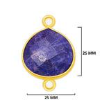 Sodalite Stone Necklace for Jewelry Making 12mm 15mm 18mm 25mm 30mm Heart Bezel Charms Connectors 24K Gold Plated Over 925 Sterling Silver