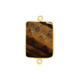 Tiger Eye Stone Necklace for Jewelry Making 10X40mm 15X20mm 8X30mm Rectangle/Bar Bezel Charms Pendant Connectors 24K Gold Plated Over Silver