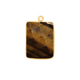 Tiger Eye Stone Necklace for Jewelry Making 10X40mm 15X20mm 8X30mm Rectangle/Bar Bezel Charms Pendant Connectors 24K Gold Plated Over Silver