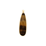 Tiger Eye Stone Necklace Jewelry Making 10X40 12X15 15X18 18X25 22X30 25X35 8X26 Pear/Flat Teardrop Bezel Charms 24K Gold Plated Over Silver