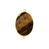 Tiger Eye Stone Necklace for Jewelry Making 10X15 12X15 13X30 15X18 15X20 18X25 8X10mm Oval Bezel Charms Pendant 24K Gold Plated Over Silver