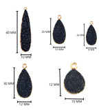 Black druzy natural bezel charms pendants, 10X12mm pear-shaped 24k gold electroplated women jewelry-making earrings, bracelets, necklaces, and DIY crafts.