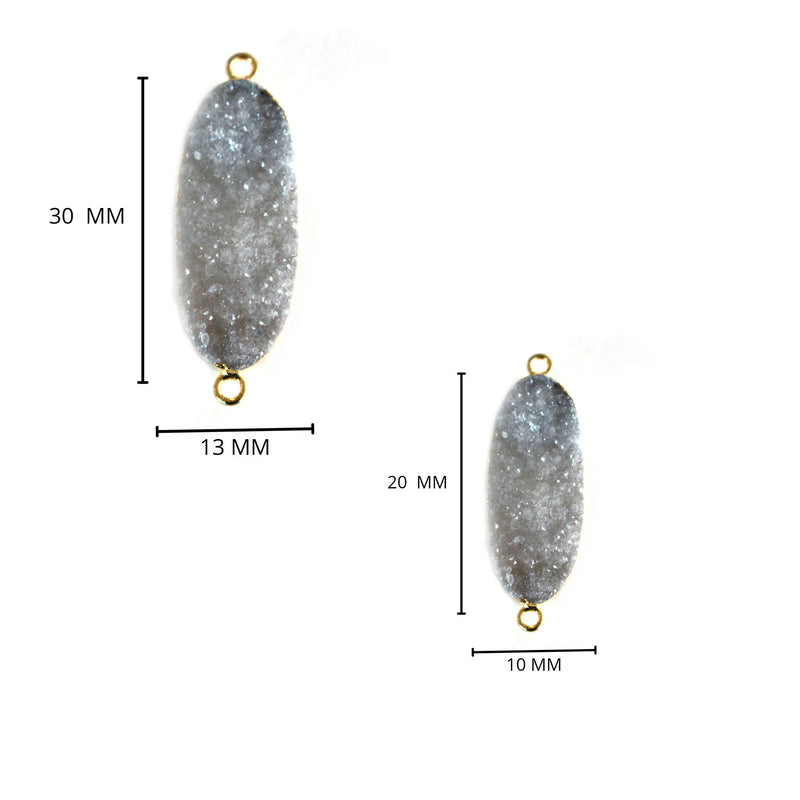 24k Gold Electroplated - Kissed Gray Druzy - Handmade Pendant Necklace - Gothy Elegance & Jewelry Gift