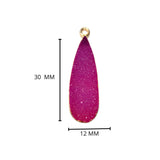 Purple druzy natural bezel charms connectors, 12X30mm pear-shaped 24k gold electroplated women jewelry-making earrings, bracelets, necklaces, and DIY crafts.