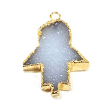 White Druzy Stone Necklace for Jewelry Making 20mm Bell Bezel Charms Pendants Connectors 24K Gold Plated Over 925 Sterling Silver