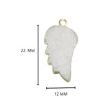 White Druzy Stone Necklace for Jewelry Making 12X22mm Leaf Bezel Charms Pendants Connectors 24K Gold Plated Over 925 Sterling Silver