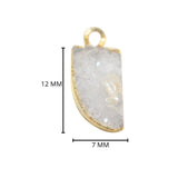 White Druzy Stone Necklace for Jewelry Making 7X12mm Tiger Nail Bezel Charms Pendants Connectors 24K Gold Plated Over 925 Sterling Silver