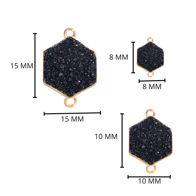 24k Gold electroplated - Kissed Black Druzy - Handmade Pendant Necklace - Gothy Elegance & Jewelry Gift