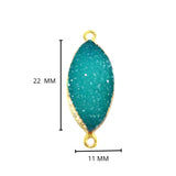 Green Druzy Stone Necklace for Jewelry Making 11X22mm Marquise/Evil Eye Bezel Charms Connectors 24K Gold Plated Over 925 Sterling Silver