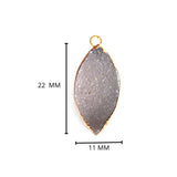 Gray druzy natural bezel charms pendants, 1X22mm marquise-evil-eye-shaped 24k gold electroplated women jewelry-making earrings, bracelets, necklaces, and DIY crafts.