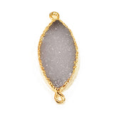 24K Gold Plated White Druzy Marquise Bezel Charm