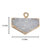Gray druzy natural bezel charms pendants, 10X15mm hexagon-shaped 24k gold electroplated women jewelry-making earrings, bracelets, necklaces, and DIY crafts.