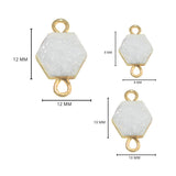 White Druzy Stone Necklace for Jewelry Making 10mm 12mm 18mm 8MM Hexagon Bezel Charms Connectors 24K Gold Plated Over 925 Sterling Silver