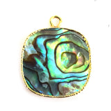 Abalone Shell Stone Necklace for Jewelry Making 12mm 15mm 18mm Cushion/Diamond Bezel Charms Pendants Connectors 24K Gold Electroplated