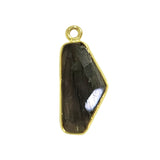 Labradorite Chevron/Half Hexagon Pendant - Boho Chic Gemstone Necklace with 24kt Gold Elegance